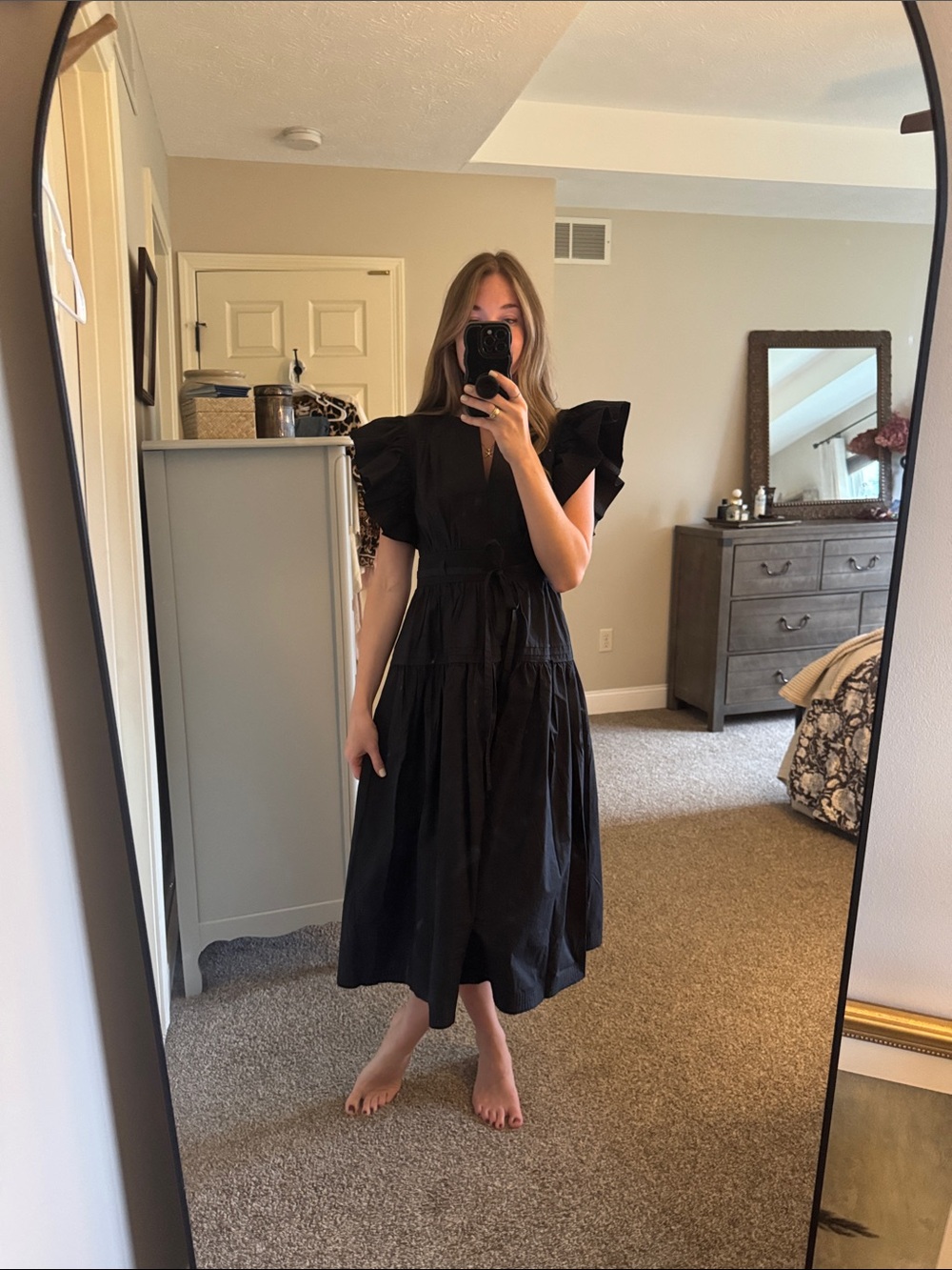 Strut & Bolt 100% Cotton Black Midi Dress